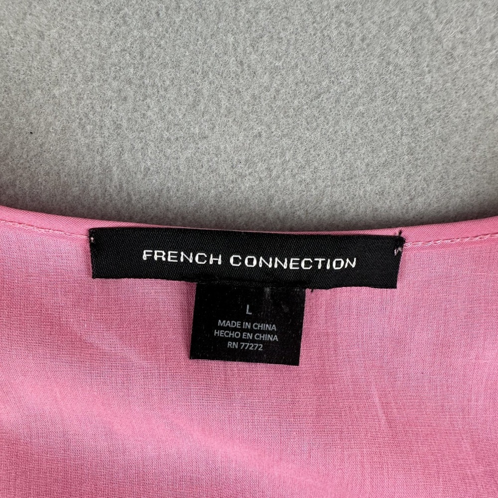 French Connection Pink Embroidered Cotton Midi Dress Large Boho Peasant Resort - Picture 2 of 11